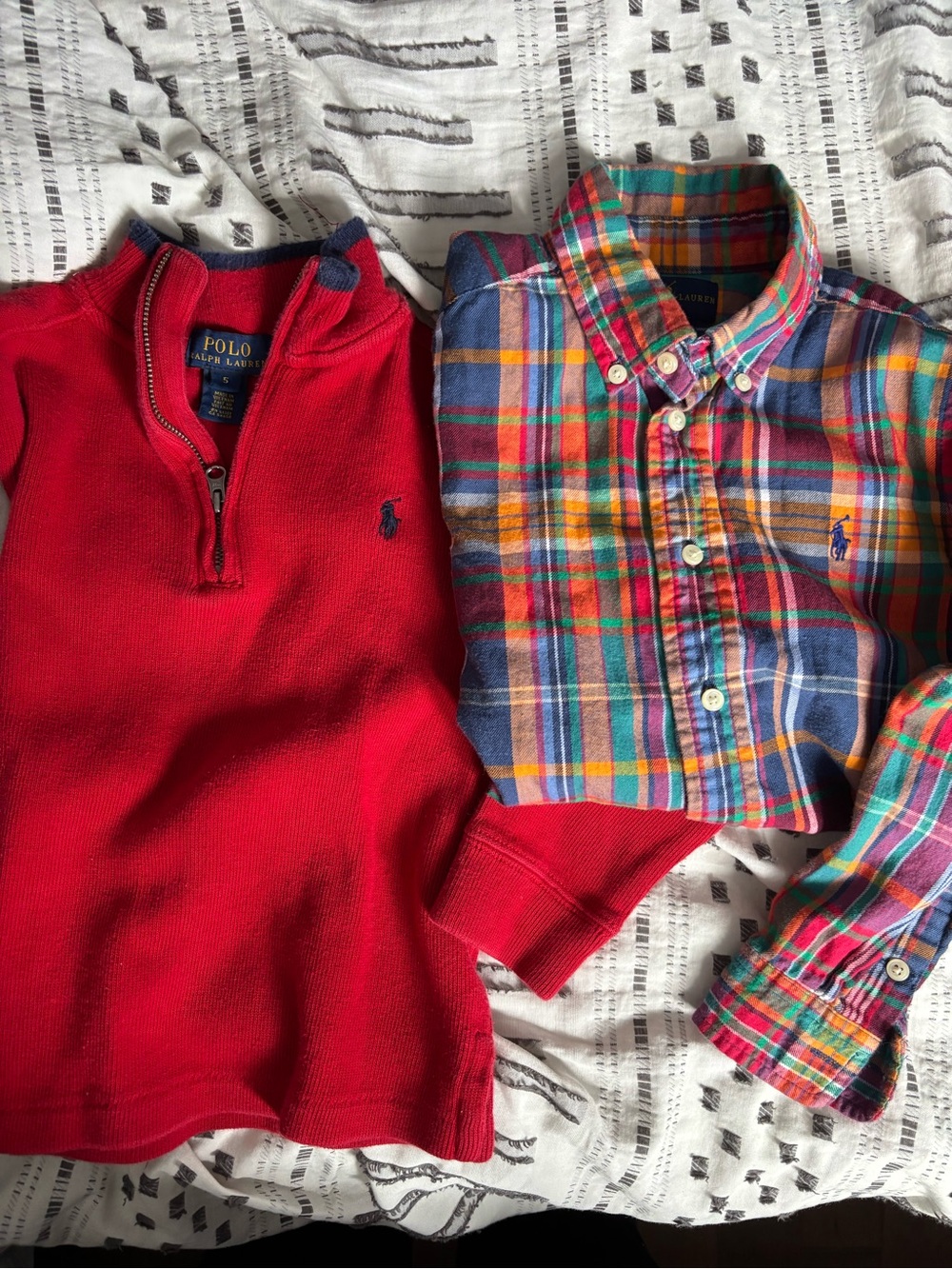 Polo by Ralph Lauren Kids Red Quarter-Zip Sweater & Multicolor Plaid Button-Down